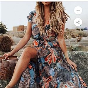 Short sleeve Floral print v neck dress